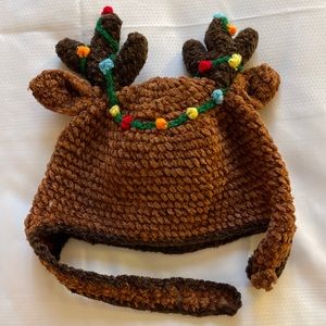 Baby Reindeer Antler Knit Hat. 0-6m